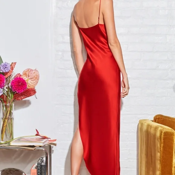 COWL NECK SLIP DRESS WITH HIGH SLIT - Picture 4 of 5